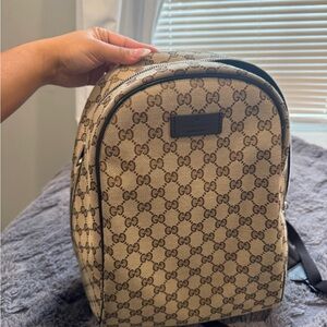 Gucci Beige Monogram Backpack